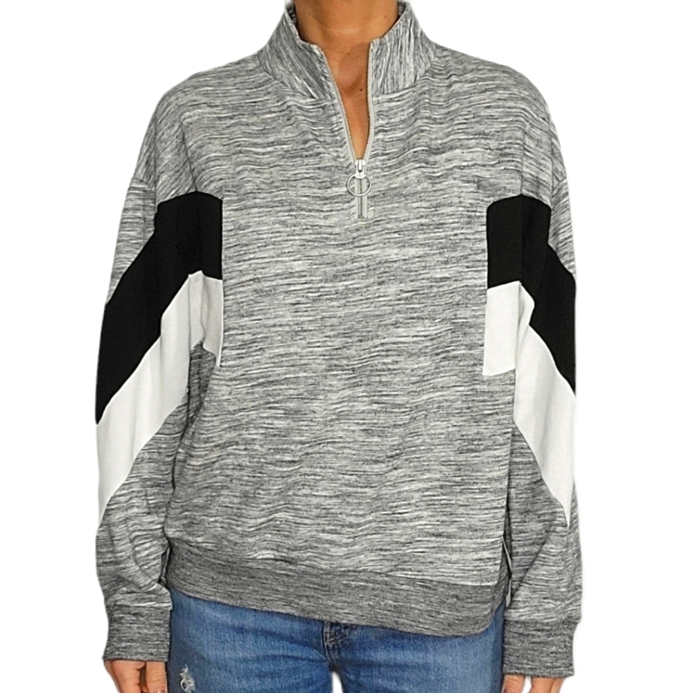 Pink by VS Long Sleeve Medium Grey Black White